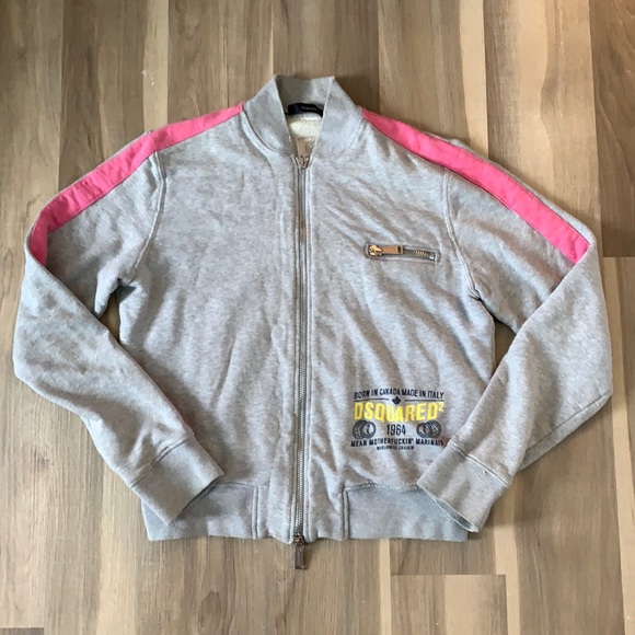 DSQUARED2 gray zipper sweatshirt jacket with logo
